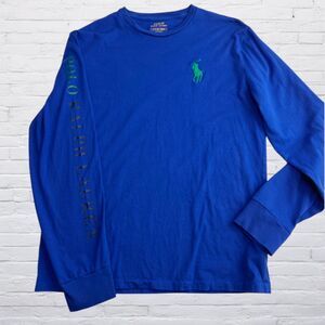 Polo Ralph Lauren Long Sleeve TShirt Mens Small Big Pony Sleeve Spellout